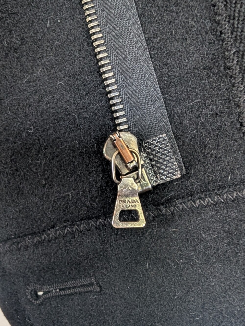 PRADA Milano Black Wool Alpaca Cropped Moto Military Jacket Art 280828 Tg 38 US - Picture 10 of 11